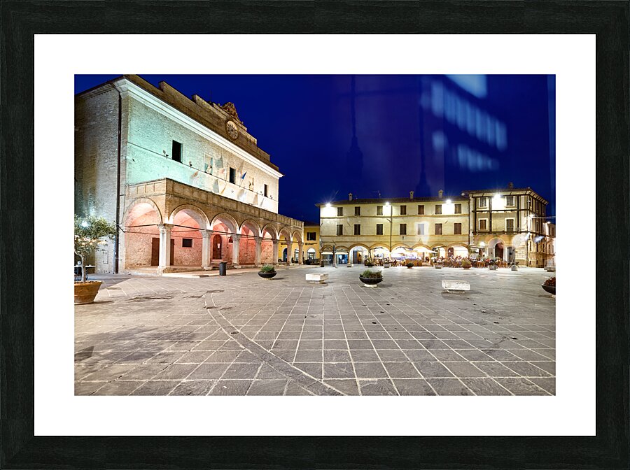Montefalco Umbria Italy. Piazza del Comune at sunset Picture Frame print