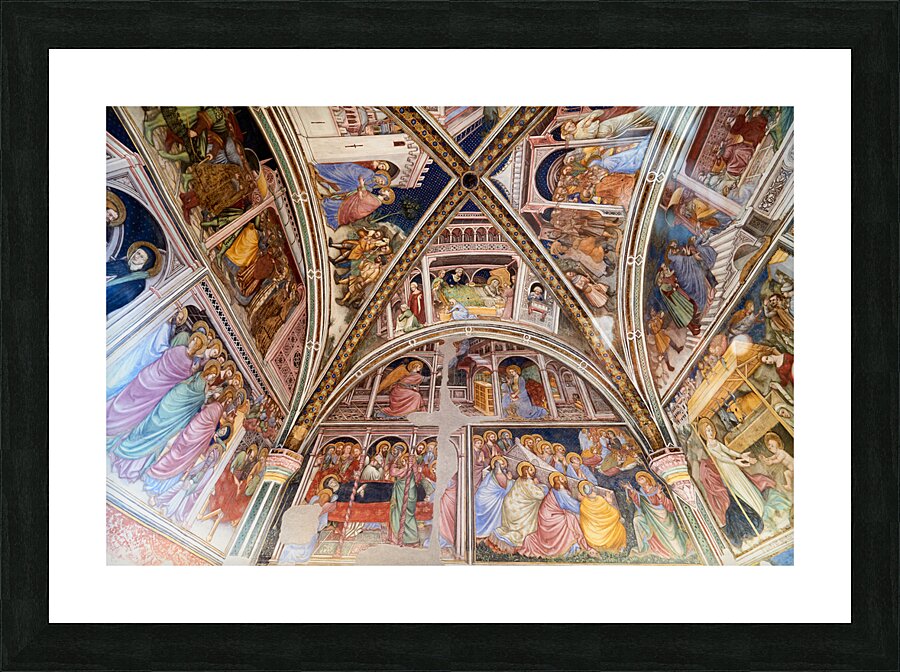 Foligno Umbria Italy. Frescoes at Trinci Palace Palazzo Trinci a patrician residence and museum. Picture Frame print