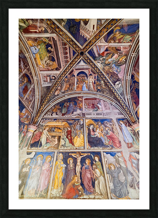 Foligno Umbria Italy. Frescoes at Trinci Palace Palazzo Trinci a patrician residence and museum. Picture Frame print