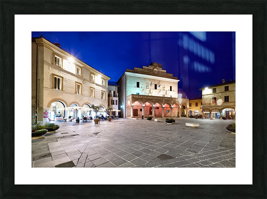 Montefalco Umbria Italy. Piazza del Comune at sunset Picture Frame print