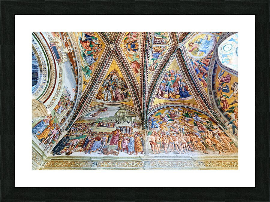 Orvieto Umbria Italy. The vault of the chapel of the Madonna di San Brizio frescoed by Fra Angelico and Benozzo Gozzoli Picture Frame print