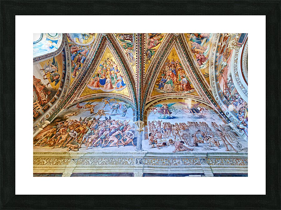 Orvieto Umbria Italy. The vault of the chapel of the Madonna di San Brizio frescoed by Fra Angelico and Benozzo Gozzoli Picture Frame print