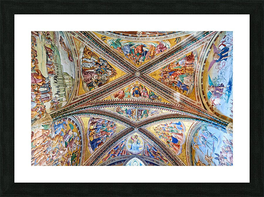 Orvieto Umbria Italy. The vault of the chapel of the Madonna di San Brizio frescoed by Fra Angelico and Benozzo Gozzoli Picture Frame print
