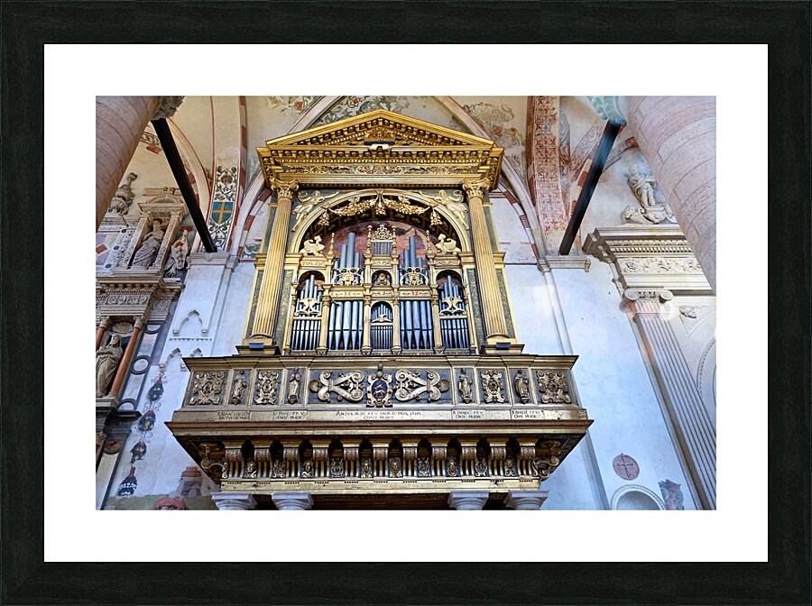 Verona Veneto Italy. The organ of the Basilica of Saint Anastasia Picture Frame print