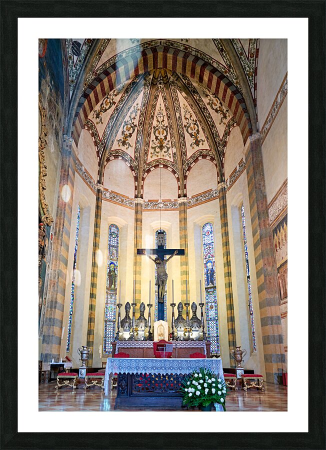 Verona Veneto Italy. The altar of the Basilica of Saint Anastasia Picture Frame print