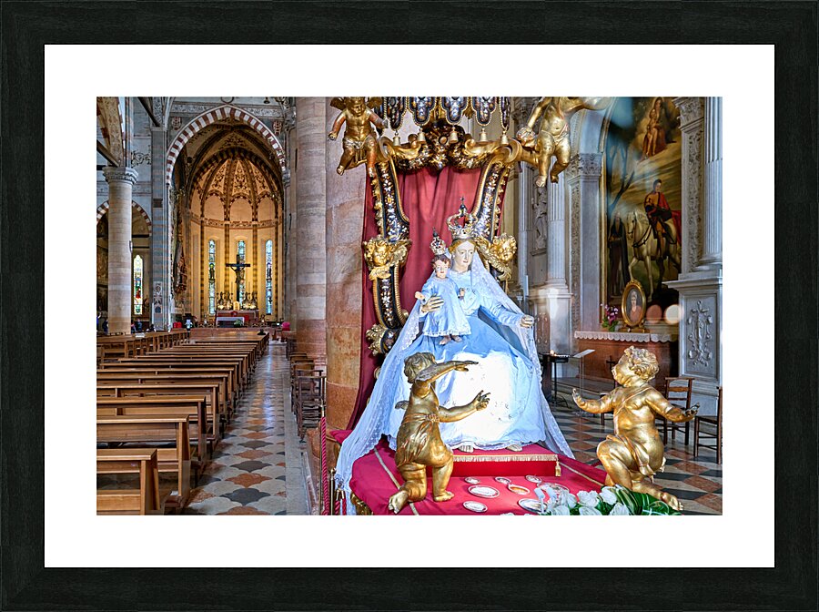 Verona Veneto Italy. The Basilica of Saint Anastasia. Madonna statue Picture Frame print
