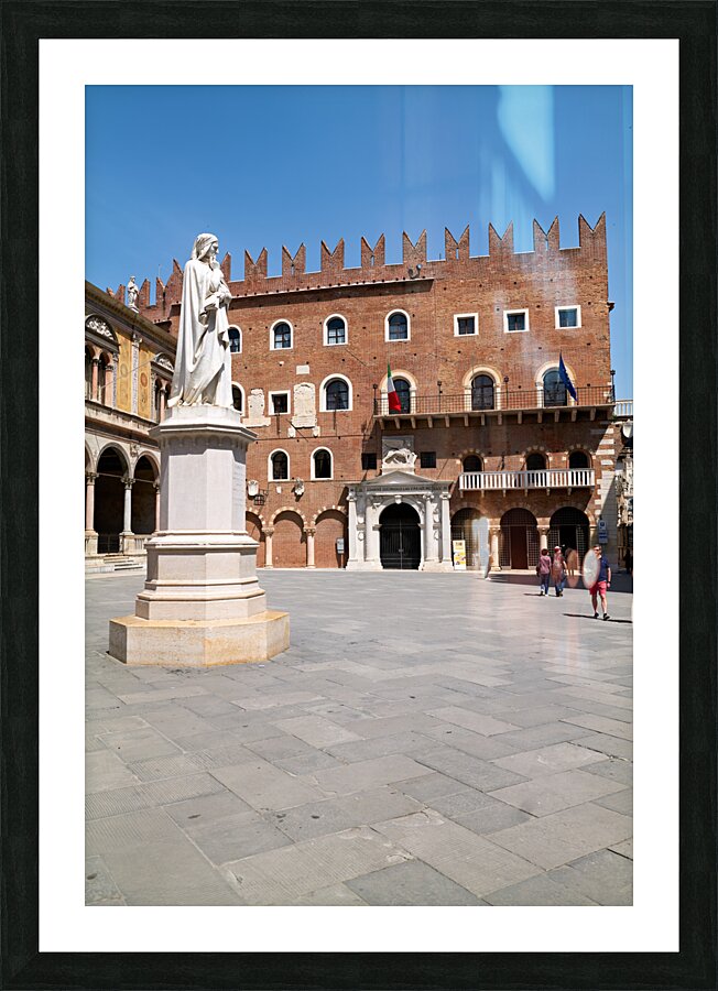 Verona Veneto Italy. Piazza dei Signori with the monument to Dante Picture Frame print