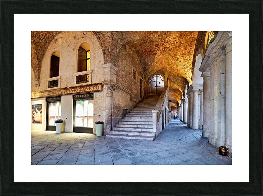 Medieval arcade in Piazza dei Signori. Vicenza Veneto Italy Picture Frame print