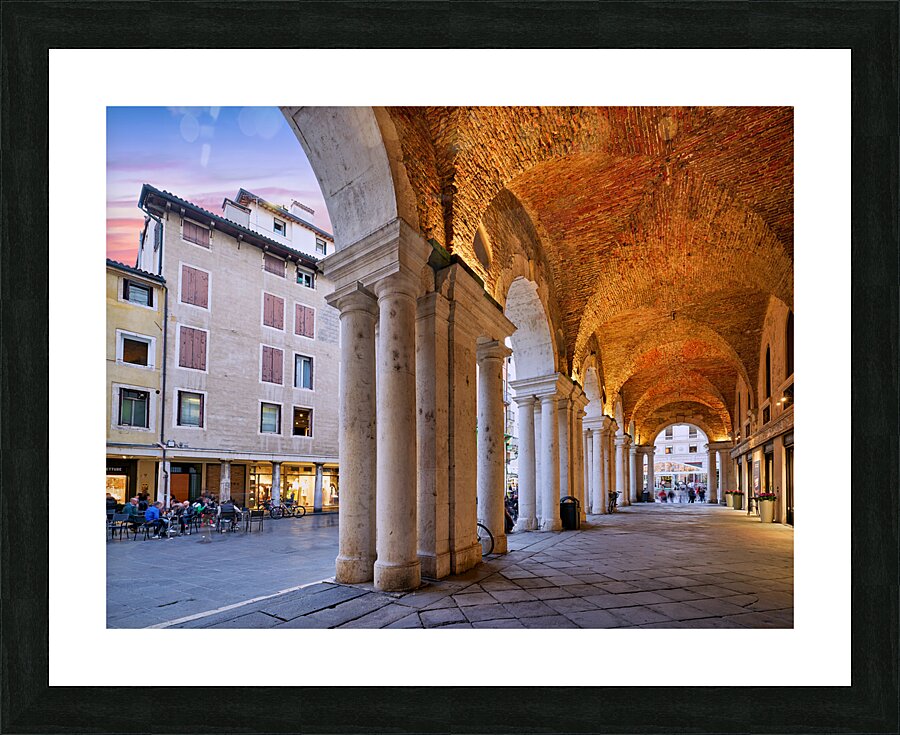 Medieval arcade in Piazza dei Signori. Vicenza Veneto Italy Picture Frame print
