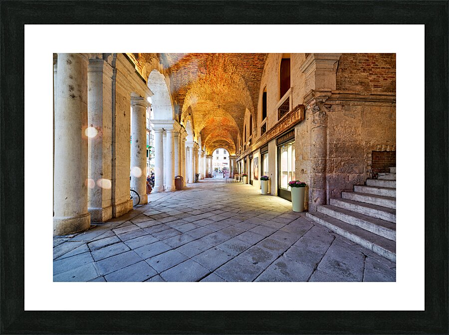 Medieval arcade in Piazza dei Signori. Vicenza Veneto Italy Picture Frame print