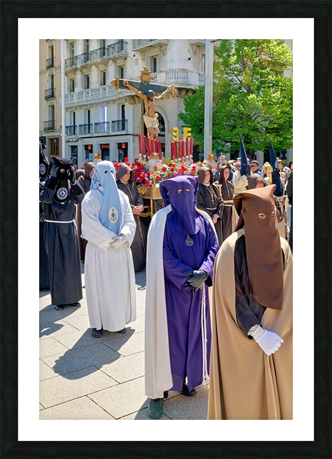 Zaragoza. Saragossa. Aragon. Spain.  Processions of the Easter Holy Week Picture Frame print