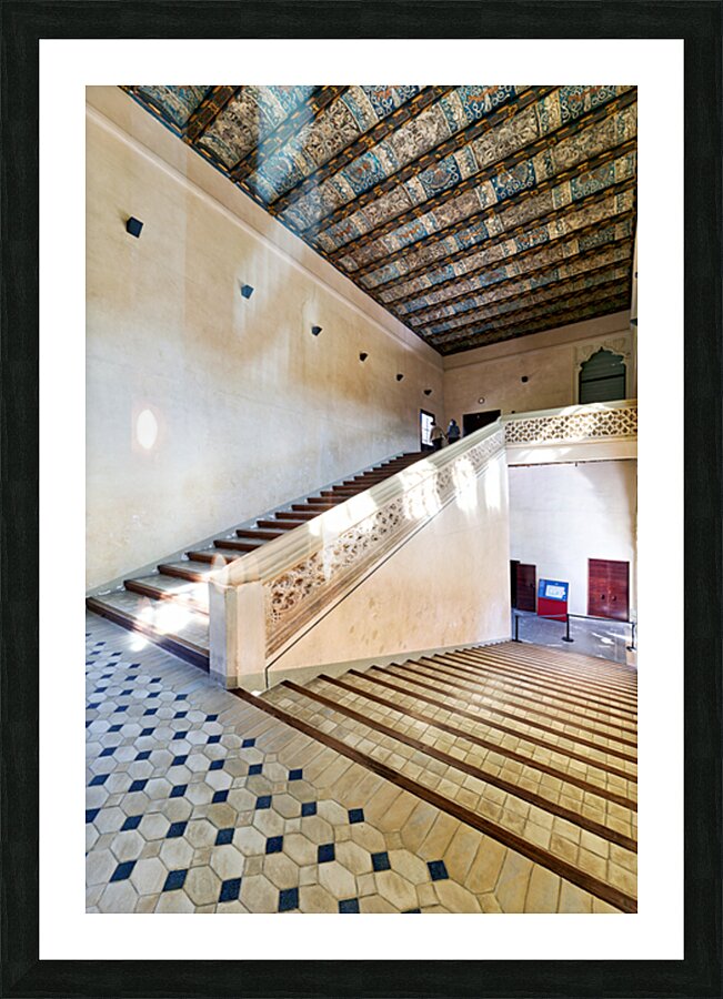 Zaragoza. Saragossa. Aragon. Spain. Aljafería Palace. The main staircase Picture Frame print