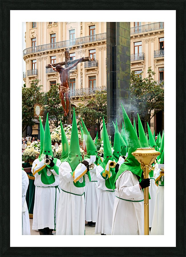 Zaragoza. Saragossa. Aragon. Spain.  Processions of the Easter Holy Week Picture Frame print