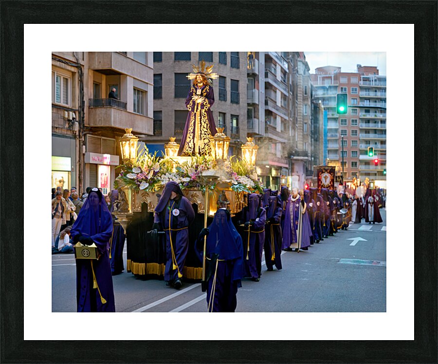 Zaragoza. Saragossa. Aragon. Spain.  Processions of the Easter Holy Week Picture Frame print