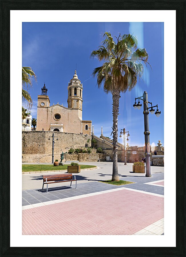 Sitges Catalunya Spain. Church esglesia de Sant Bartomeu i Santa Tecla Picture Frame print