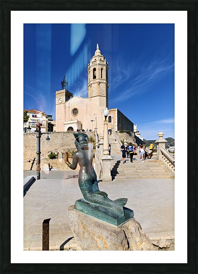 Sitges Catalunya Spain. Sculpture of the Queen of the Seas by Pedro Jimenez Corona on Mazatlans Malecon Picture Frame print