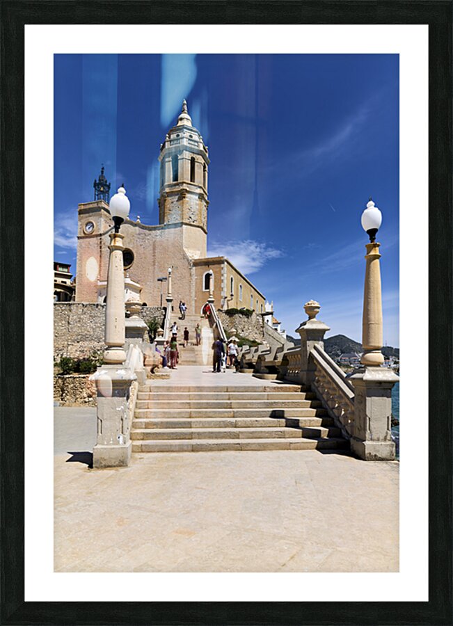 Sitges Catalunya Spain. Church esglesia de Sant Bartomeu i Santa Tecla Picture Frame print