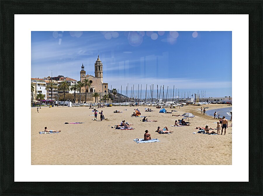 Sitges Catalunya Spain. Panorama view from the beach Picture Frame print