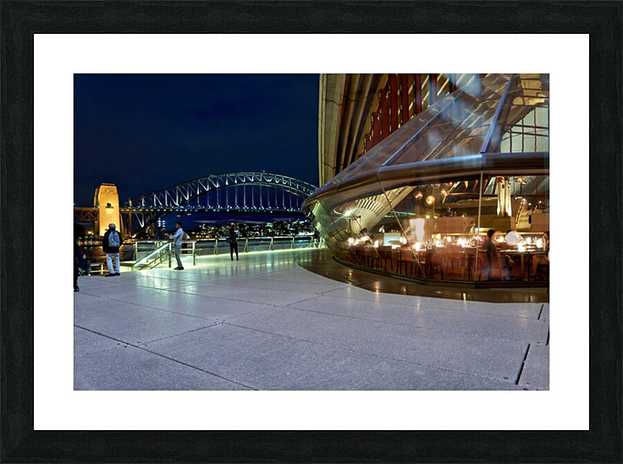 Sydney Opera House and Harbour Bridge at night. Picture Frame print