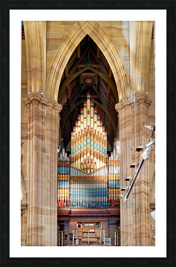 Grand pipe organ in St. Andrews Cathedral reaches high above Picture Frame print