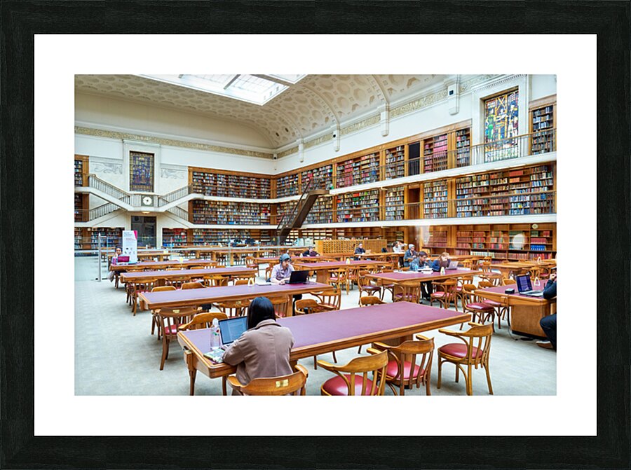 People study in the grand reading room of Mitchell Library in Sy Picture Frame print