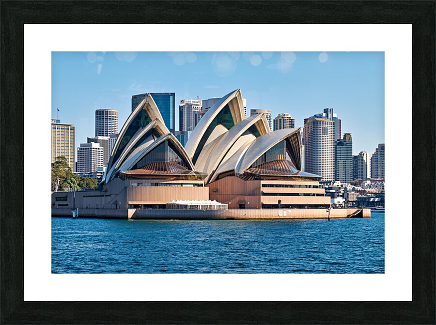 Sydney Opera House and city skyline on a clear day. Picture Frame print