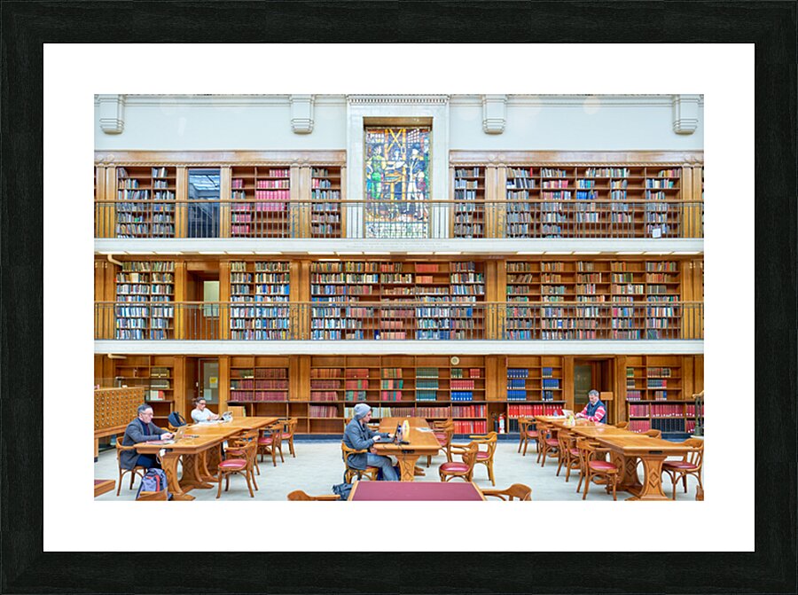 Studying in the grand Mitchell Library in Sydney Australia Picture Frame print