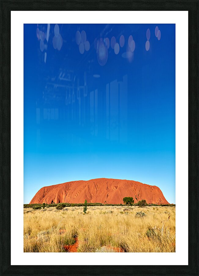 Uluru monolith under a clear blue sky. Picture Frame print