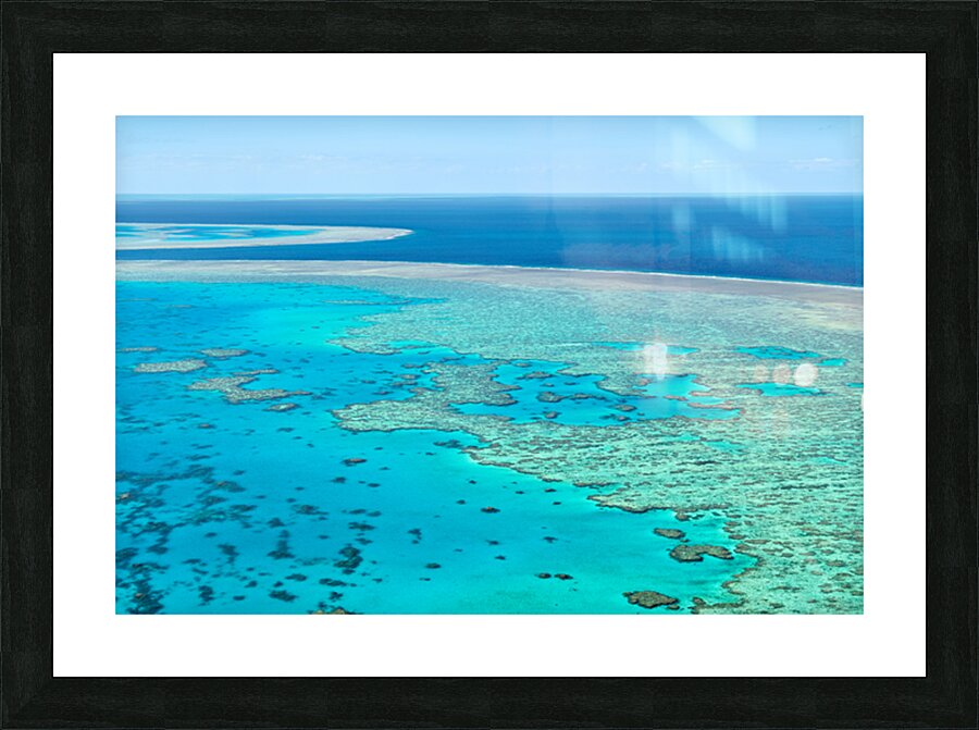 Aerial view of the Great Barrier Reefs turquoise waters. Picture Frame print
