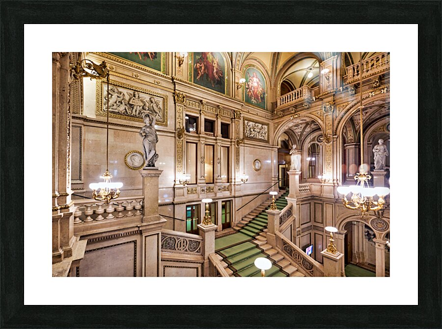 Vienna State Operas opulent grand staircase and hall. Picture Frame print