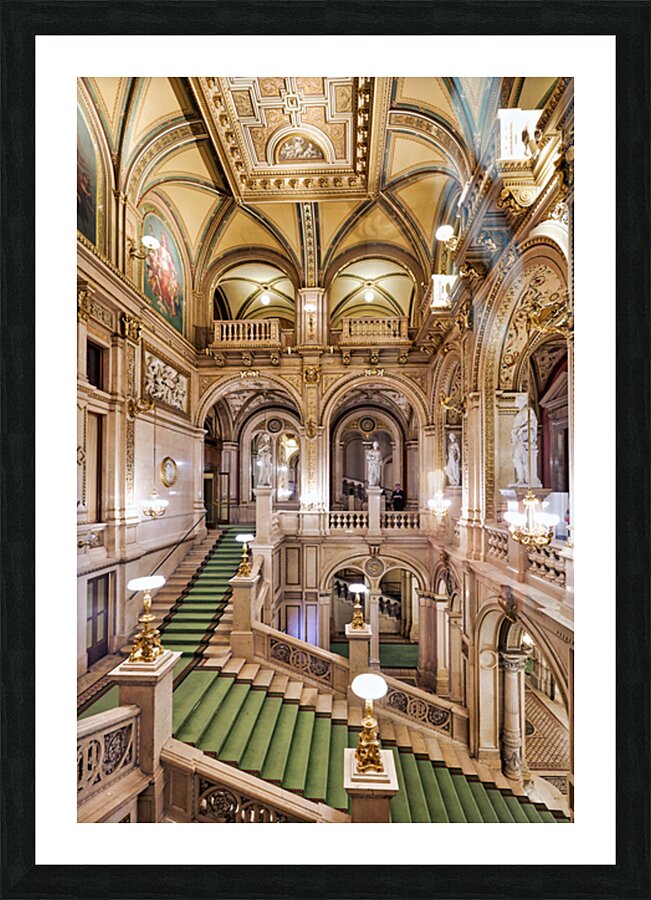 Luxurious ornate interior with grand staircase and classical st Picture Frame print