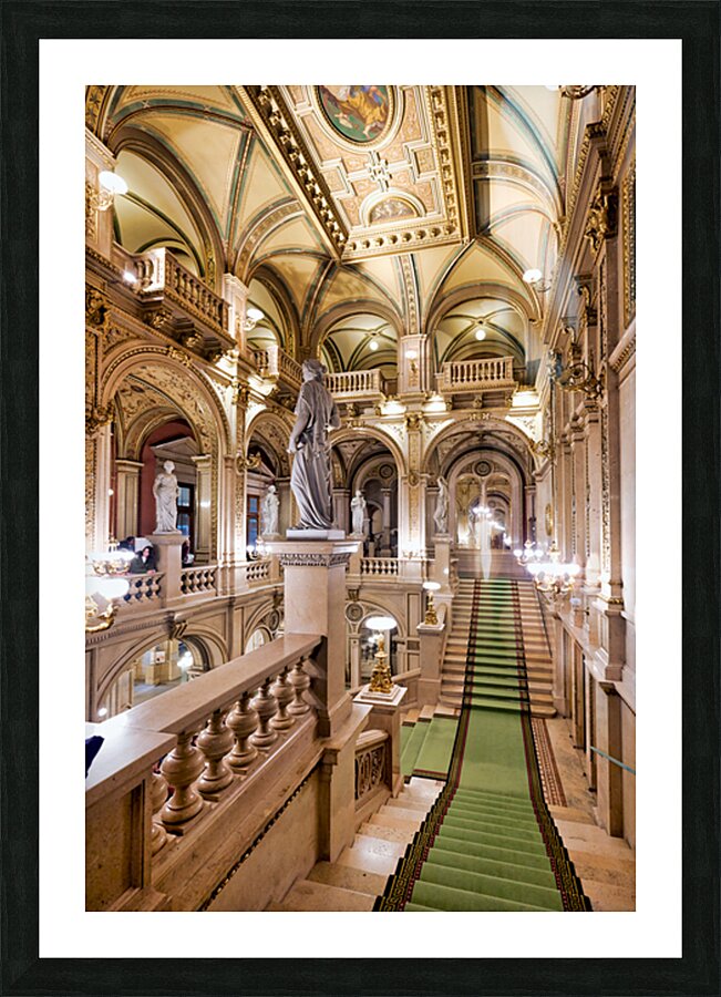 Opulent historic building interior with grand staircase and sta Picture Frame print