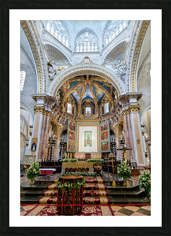 Valencia Cathedral features stunning architecture and altar deta Picture Frame print