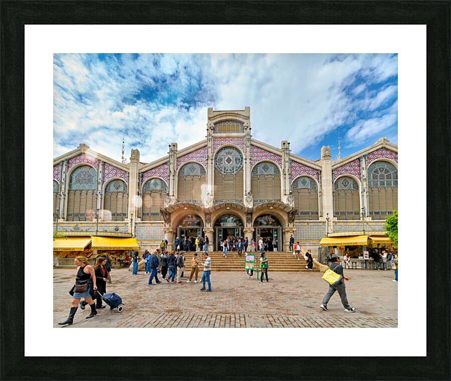 Visit to Central Market in Valencia Spain with many people aroun Picture Frame print