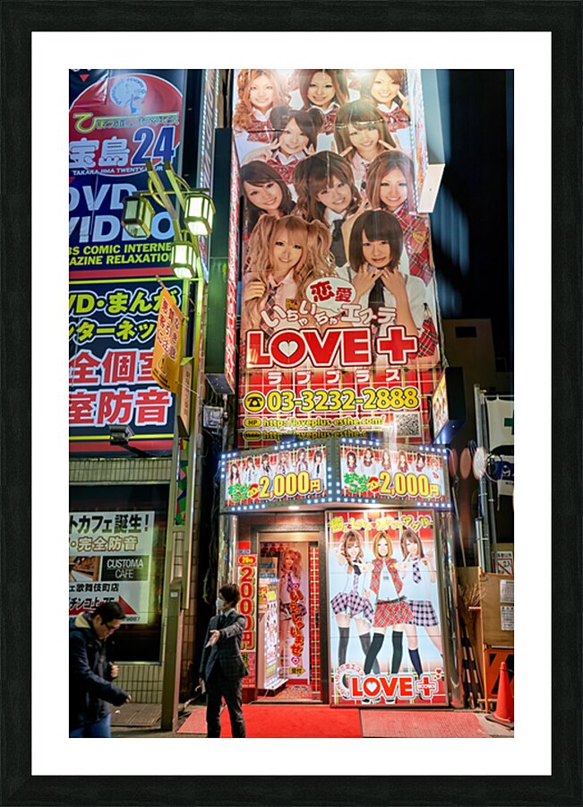 Nightlife in Shinjuku district reveals adult show venue in Tokyo Picture Frame print