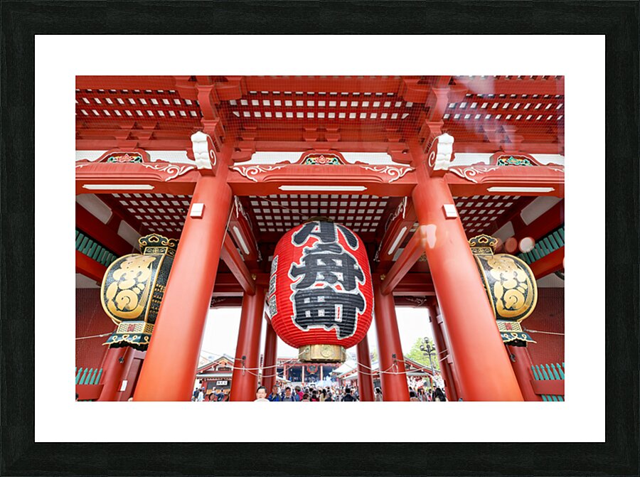 Senso ji temple entrance in Asakusa Tokyo during busy visiting  Picture Frame print