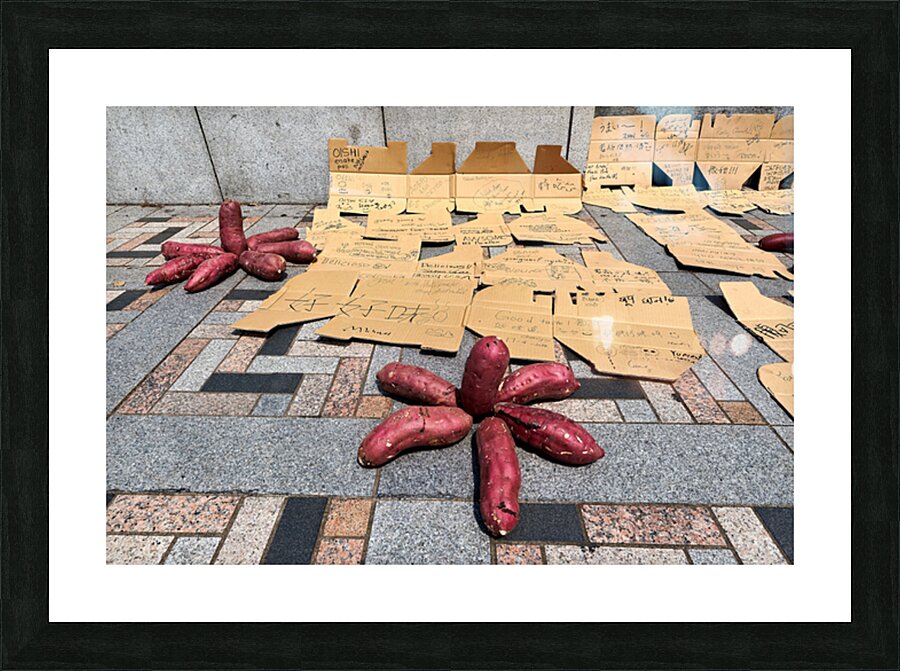 Red potatoes on display for sale in Tokyo market area Picture Frame print