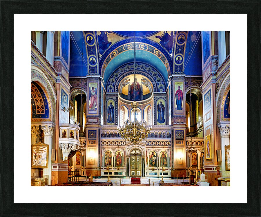 Interior of Athens Mitropolis Cathedral: art and architecture Picture Frame print