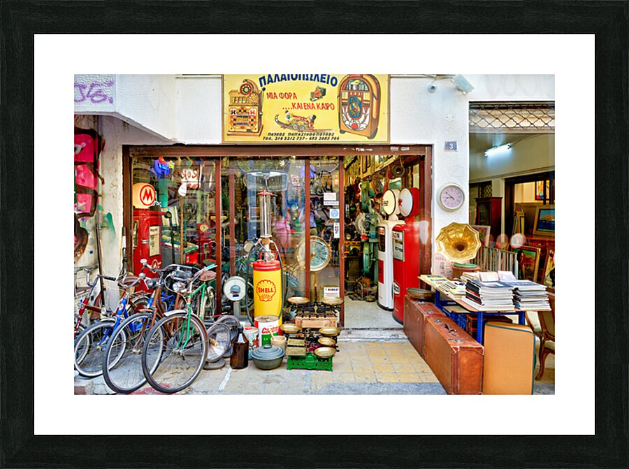 Flea market shopping in Monastiraki Athens Greece with vintage i Picture Frame print