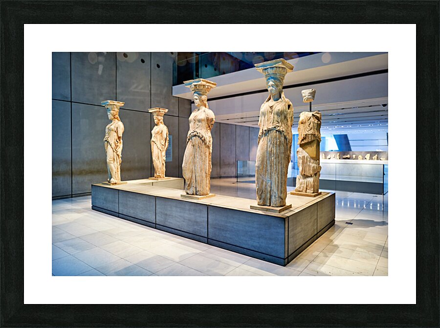 Exploring caryatids at Acropolis Museum in Athens Greece Picture Frame print