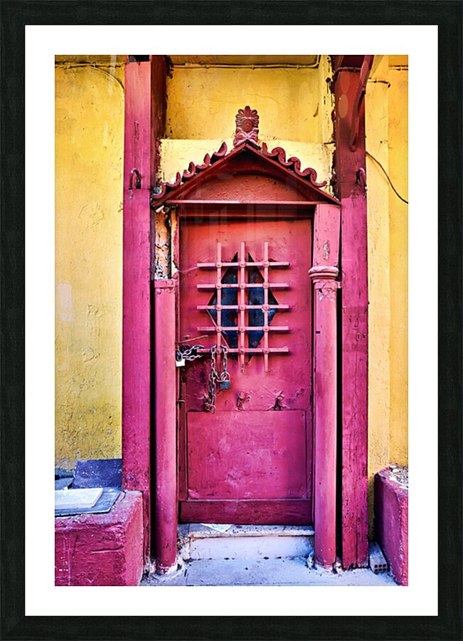Old door in Anafiotika quarter of Athens Greece Picture Frame print