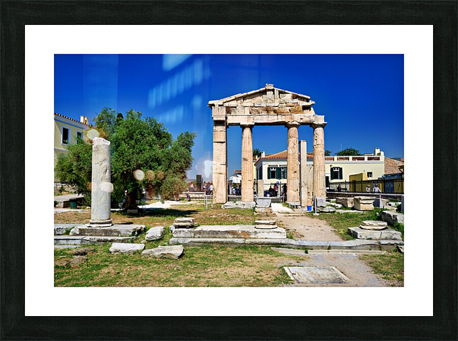 Roman Agora site shows ancient columns and ruins in Athens Greec Picture Frame print