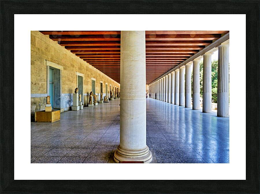 Walking through the Stoa of Attalos in Ancient Agora Athens Gre Picture Frame print