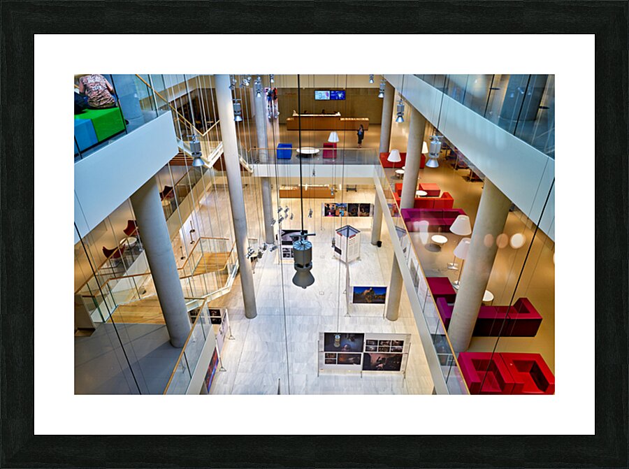 Visitors explore the Stavros Niarchos Foundation in Athens Picture Frame print