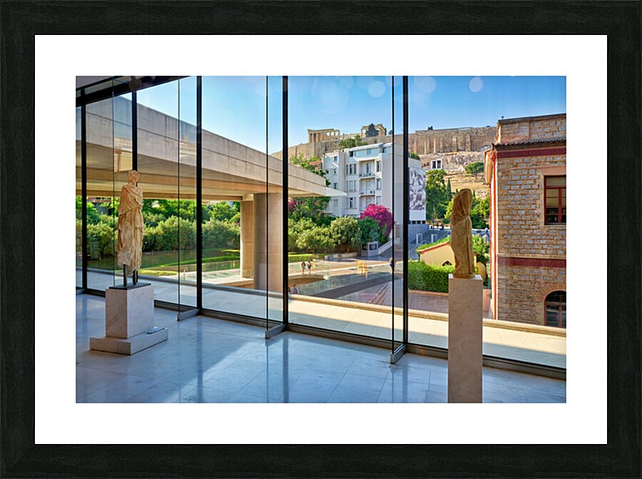 View of the acropolis from the acropolis museum in athens greece Picture Frame print