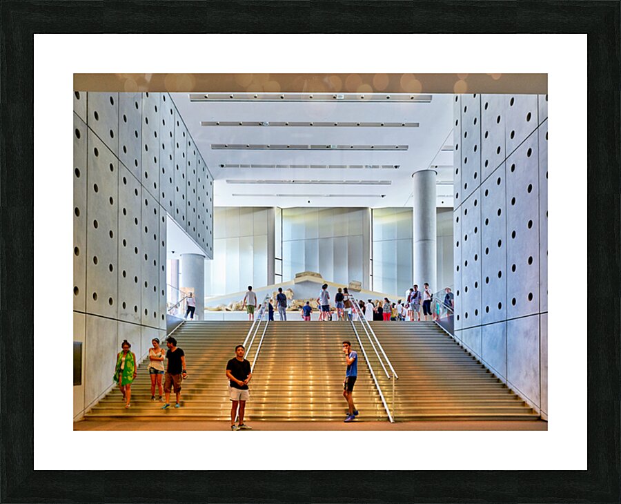 People walk around the Acropolis Museum in Athens Greece Picture Frame print