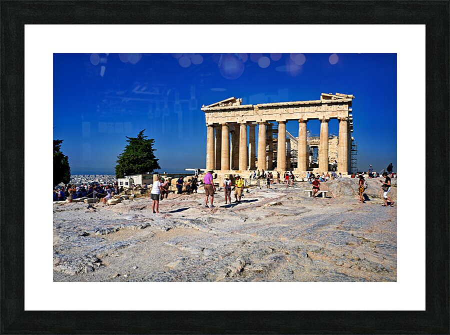 Visitors explore the Parthenon at the Acropolis in Athens Greece Picture Frame print