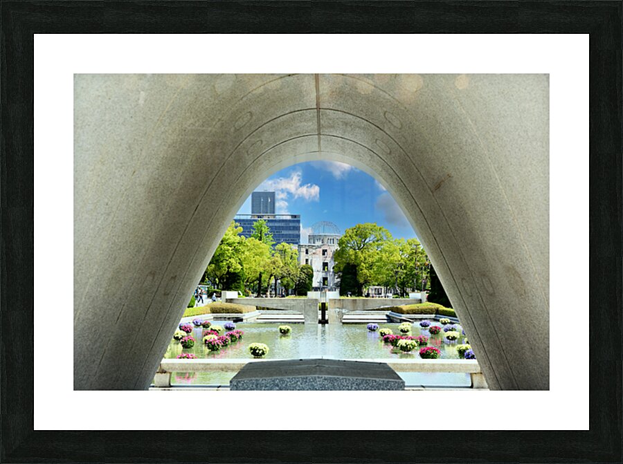 Hiroshima Peace Memorial Park view from the arch structure Picture Frame print