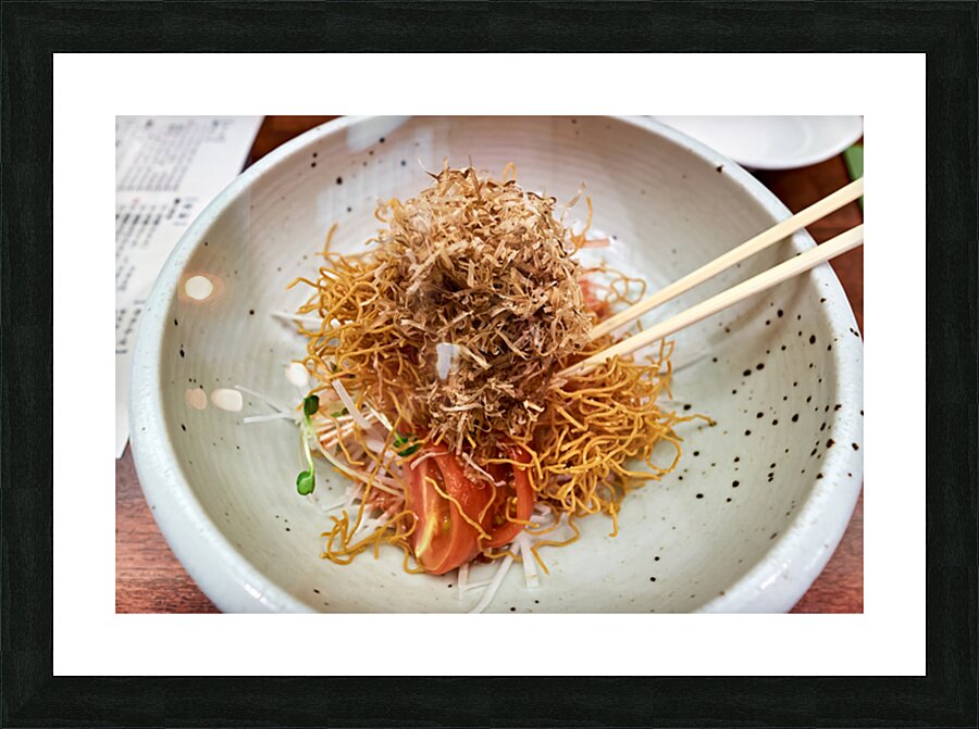 Enjoying traditional Japanese cuisine in Kyoto with fresh ingred Picture Frame print
