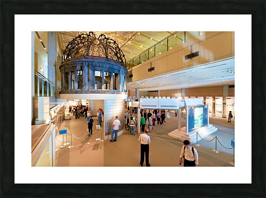 Visitors explore the Peace Memorial Museum in Hiroshima Japan Picture Frame print